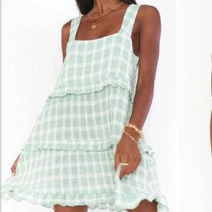 Show Me Your Mumu Napa Mini Dress Green Plaid Size Medium